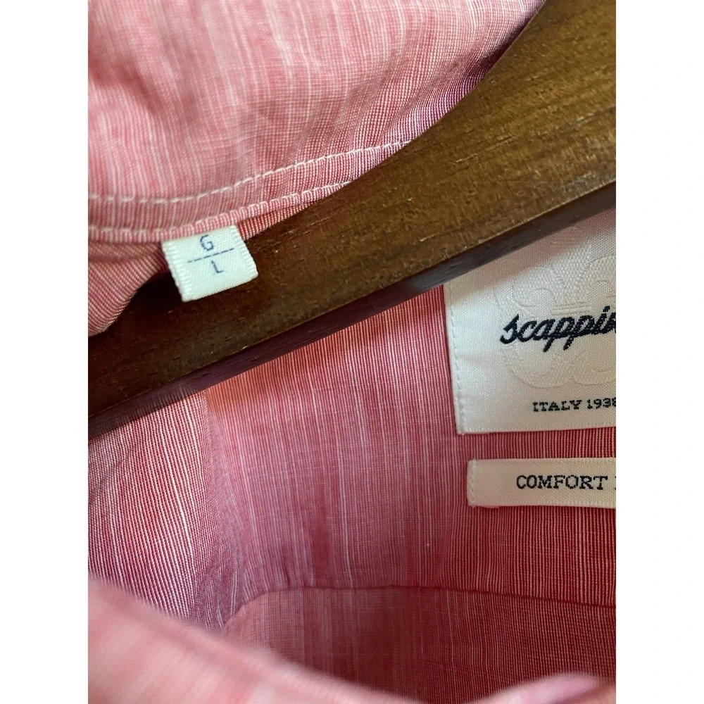 Scappino Italy Custom Fit Short Sleeve Button Up Men's Shirt Large Red Cotton